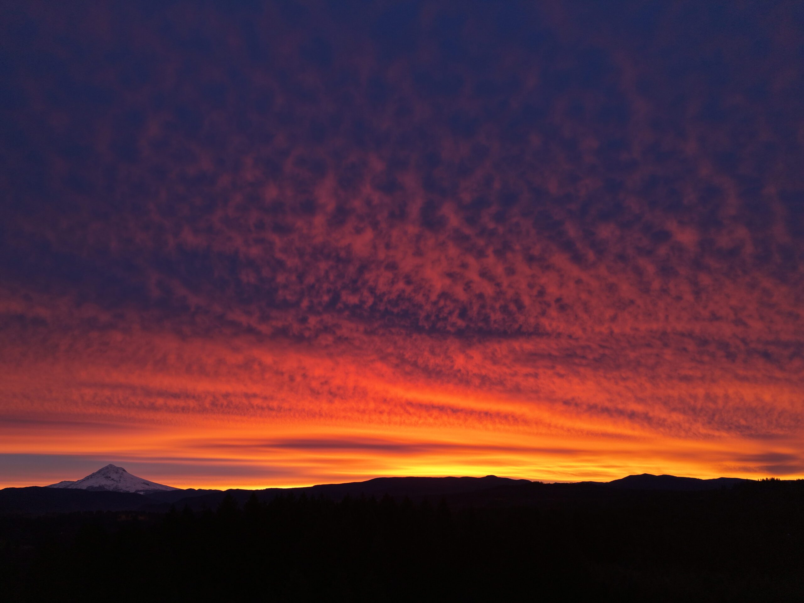 Dramatic orange and purple sunset sky