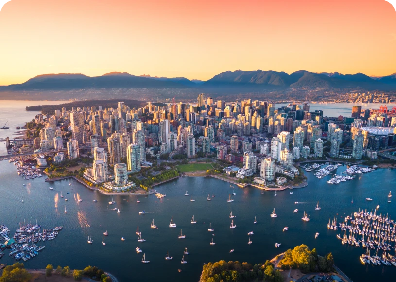 Aerial view of Vancouver skyline
